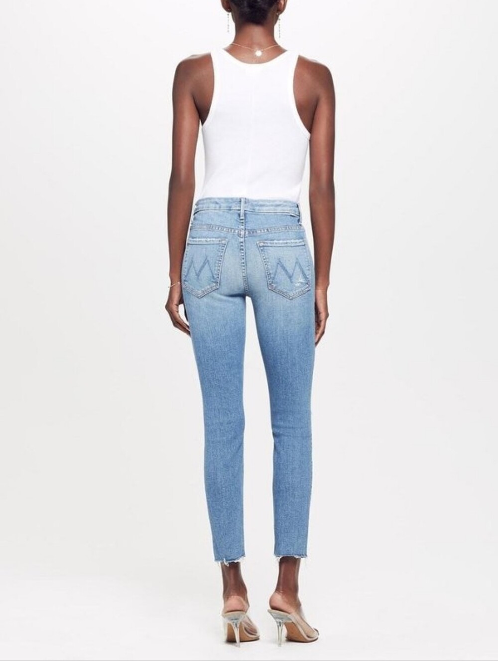 THE MOTHER High Waisted Looker Ankle Fray Shoot To Thrill